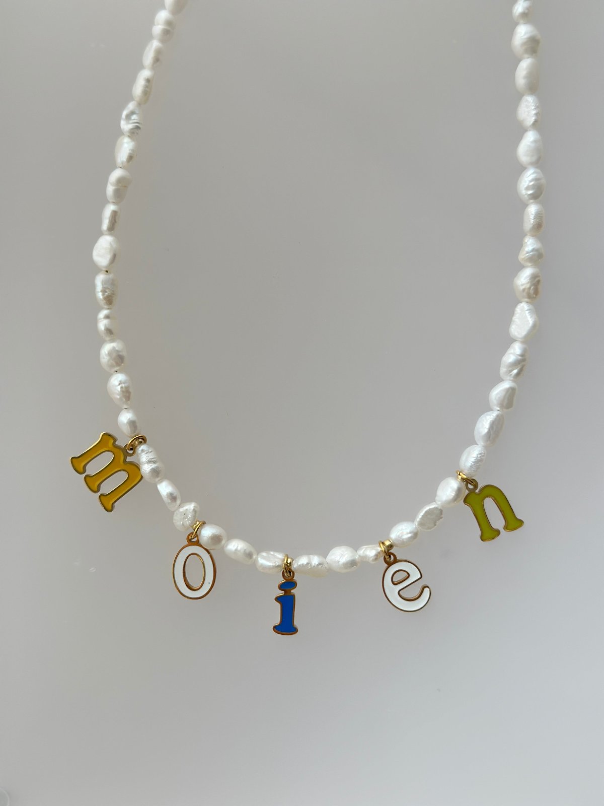 moien letter handmade pearl necklace
