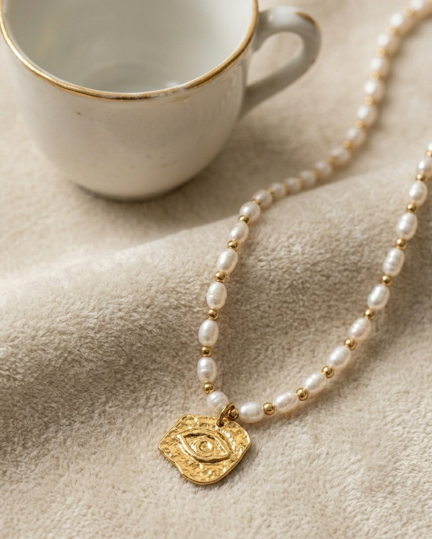 Devil Eye Pearl Necklace