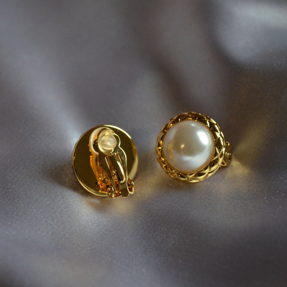 Filigree work Gold Plated alloy Hoop Earring Clip on fancy drop Bali Earring  for Women and Girls VFJ1480ERG  VIGHNAHARTA  3825707